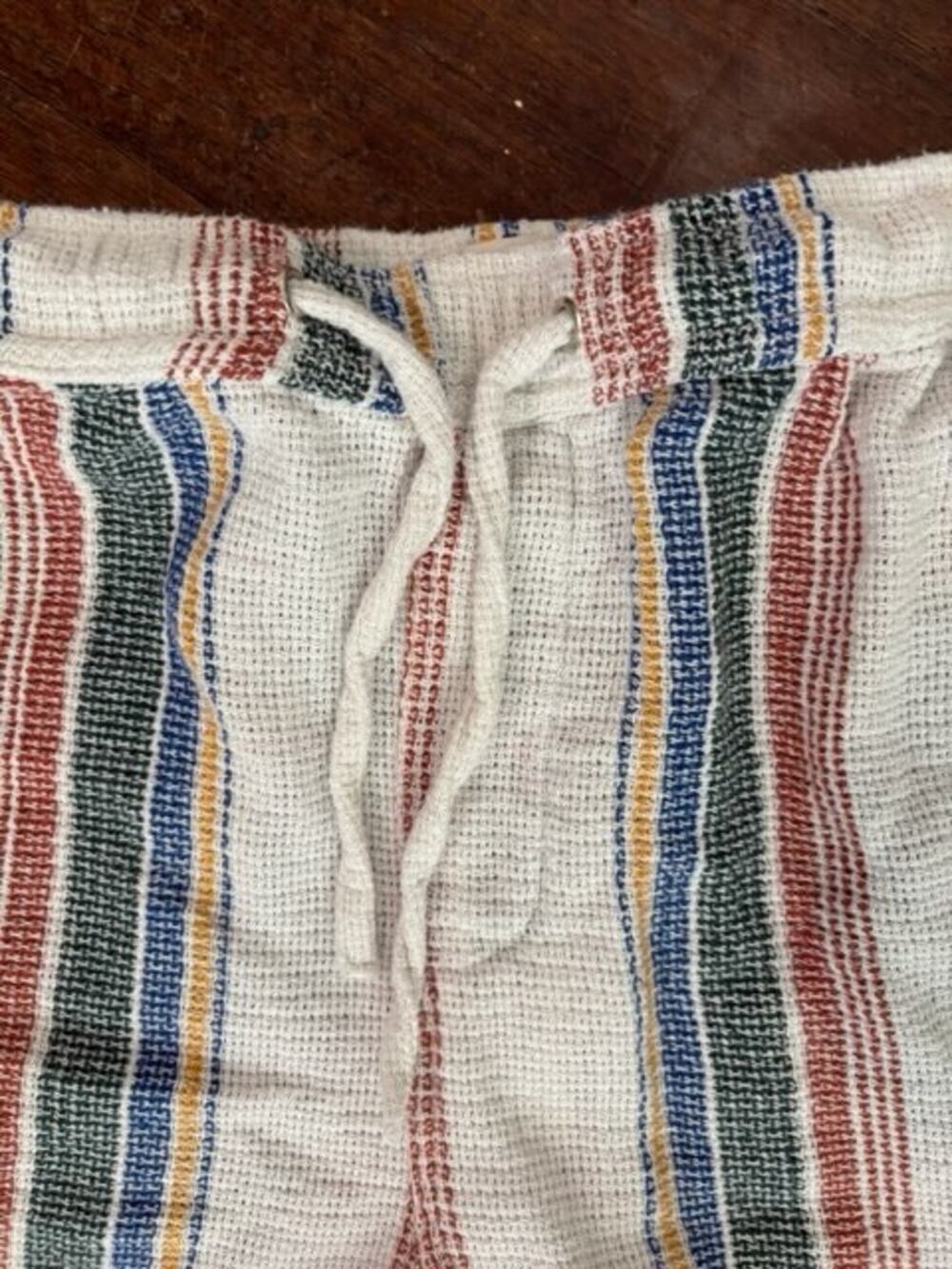 RETROFIT Striped Drawstring Shorts Mens L Multi-Color Waffle Knit Hippy PJ - Picture 6 of 6